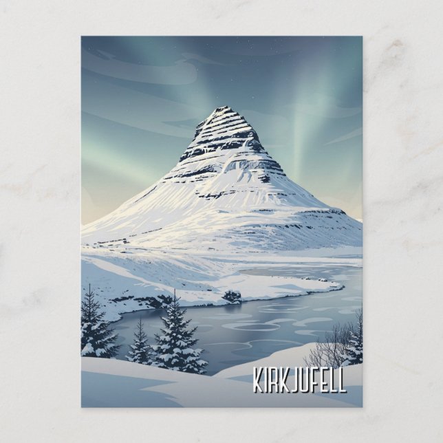 Vinterer i Kirkjuföll Island Travel Vykort (Framsida)