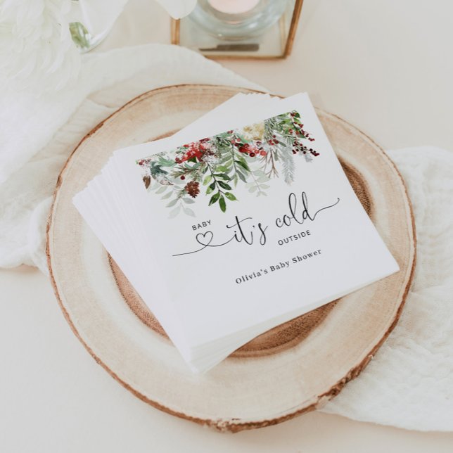 Vinterevergreen Baby duschnapkins Pappersservett (Skapare uppladdad)