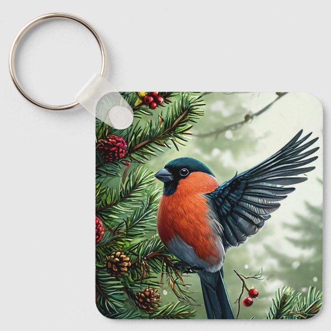 🐦 Vinterfågelaccent för väskor och nycklar 🎁 Nyckelring (Framsida)