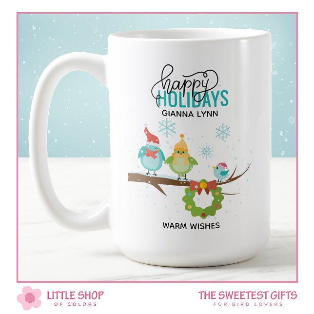 Vinterfågelfamiljens Personlig jul Kaffemugg (Skapare uppladdad)