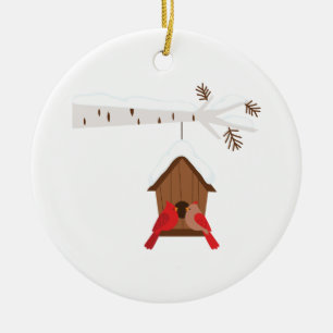 Vinterfågelhus Julgransprydnad Keramik