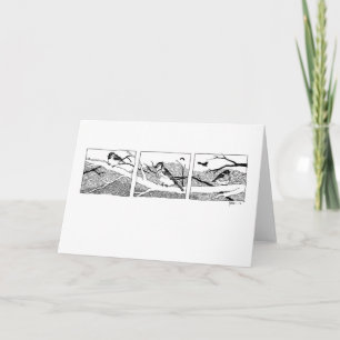 VinterfågelTriptych - bläck Kort