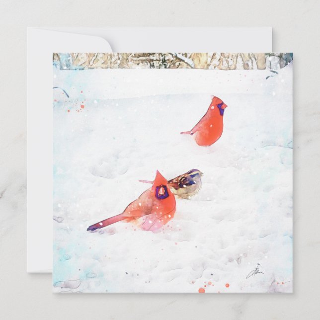 Vinterfåglar från ett fönster anteckningskort (Framsida)
