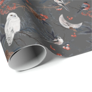 Vinterfåglar med snö Uggla Presentpapper