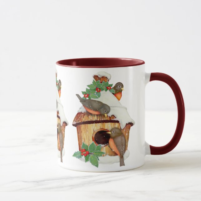 Vinterfåglar och fågelhus mugg (Höger)
