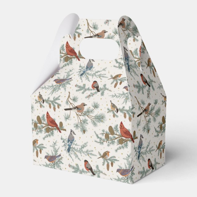 Vinterfåglar och Gräs Grenar Mönster Presentaskar (Framsidan Sidan)