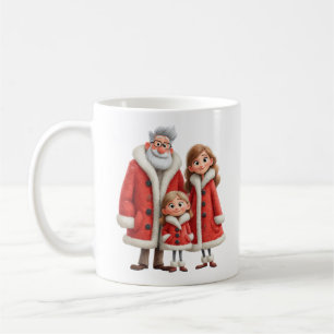 Vinterfamilj Premium Mysig 3D Pixar Vattenfärg Kaffemugg