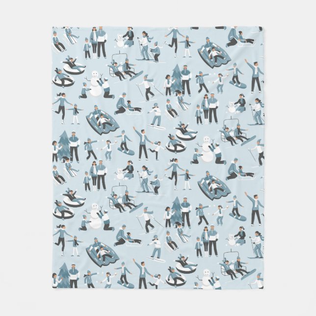 Vinterfamiljens Helgdag för Roligt jul Fleecefilt (Framsidan)