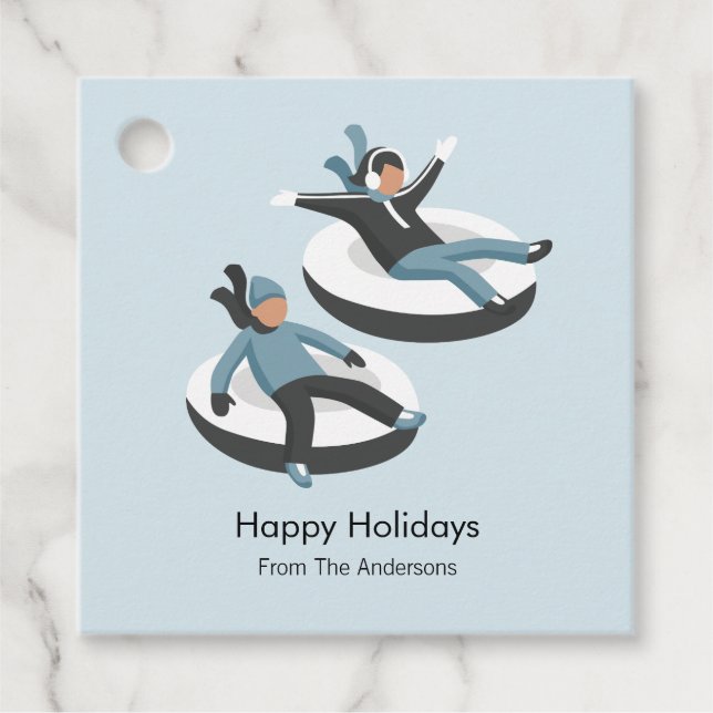 Vinterfamiljens Helgdag för Roligt jul Gåvor Etiketter (Framsida)