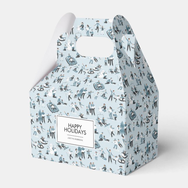 Vinterfamiljens Helgdag för Roligt jul Presentaskar (Framsidan Sidan)