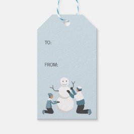 Vinterfamiljens Helgdag för Roligt jul Presentetikett