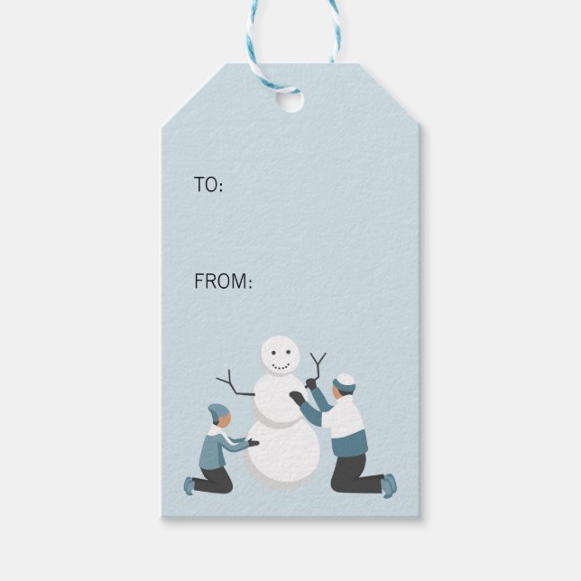 Vinterfamiljens Helgdag för Roligt jul Presentetikett (Framsidan)