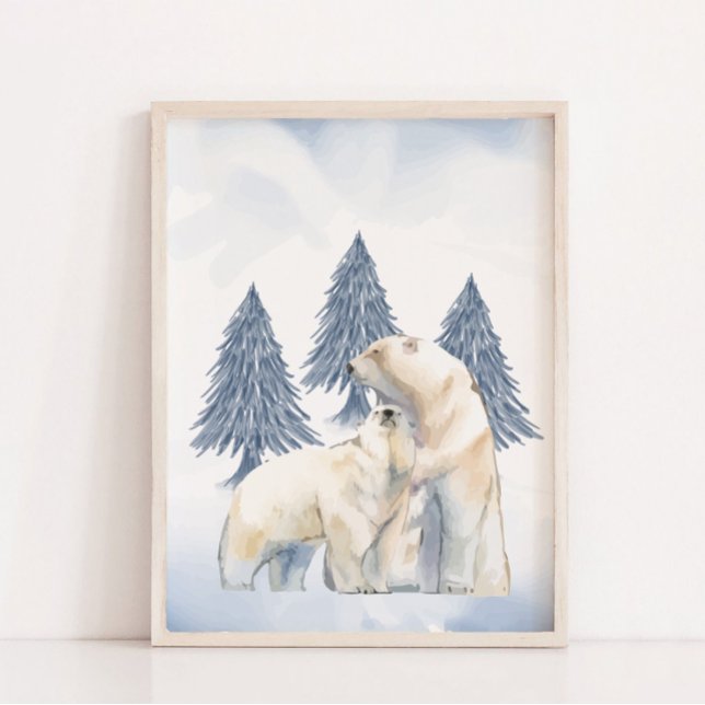 Vinterfamiljens Polar Bear Arctic Nursery Wall Dec Poster (Winter Family Polar Bear Arctic Nursery Wall Decor)