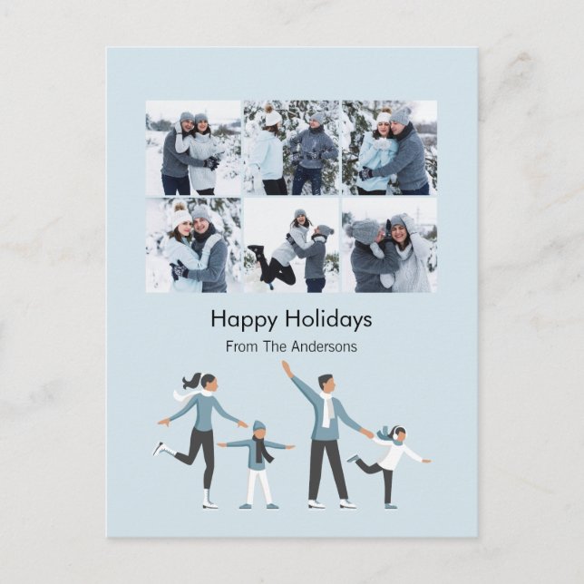 Vinterfamiljens Roligt jul 6 Foto Helg Vykort (Framsida)