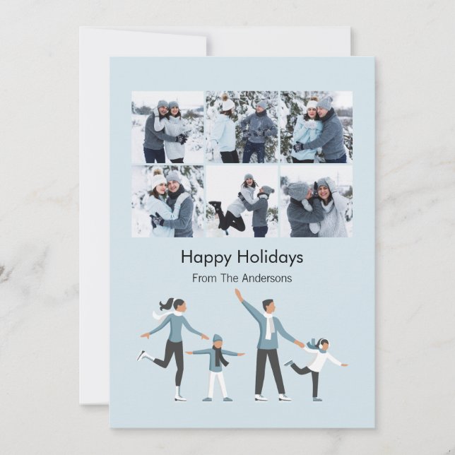 Vinterfamiljens Roligt jul 6 Foto Julkort (Framsida)
