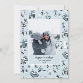 Vinterfamiljens Roligt, julfotfoto Mönster Julkort