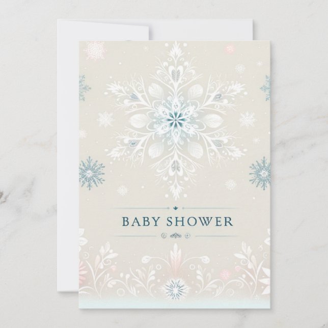 Vinterfantasi Snöflinga Baby Shower Inbjudan (Framsida)
