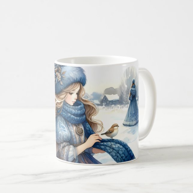 Vinterfantasiprinsessa i en snöig sagovärld kaffemugg (Framsida höger)