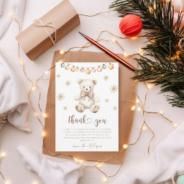 Vinterfärgskena Bear Baby Shower Tack för kortet