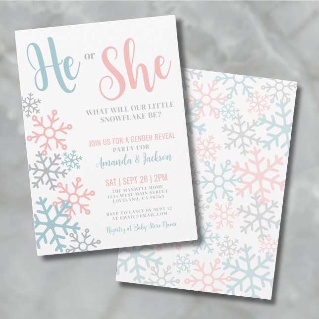 Vinterfest för könsbestämning av barn inbjudningar (Winter Gender Reveal Invitation)
