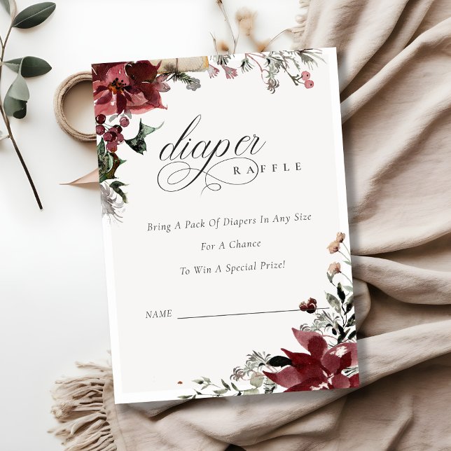 Vinterfestlig lövverk blöjlotteri baby shower tilläggskort (Skapare uppladdad)