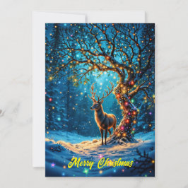 Vinterfestlig söt hjort jul skog inbjudningar