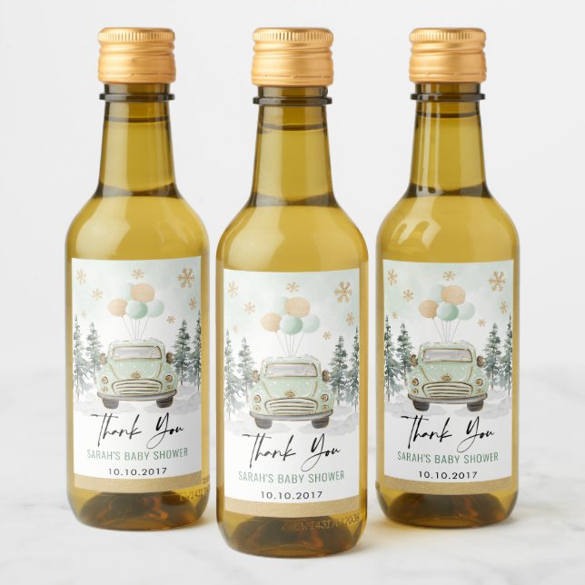 Vinterfirande grönska Guld Drive Thru Bröllopsshow Vinetikett (Flaskor)