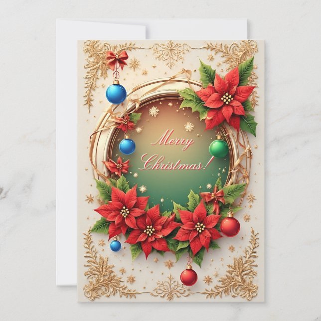 Vinterfirande Krans 🎄❄️ Poinsettia Röd Blomma (Framsida)