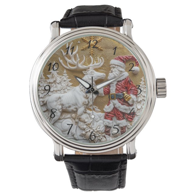Vinterfirande med jul tomte och renar armbandsur (Framsida)