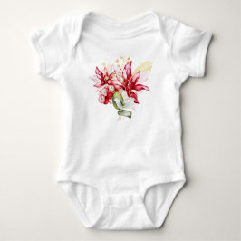 Vinterfirande röd poinsettia akvarell blommor t shirt