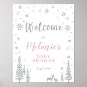 Vinterflicka Baby Shower, Sprinkle välkomstskylt Poster