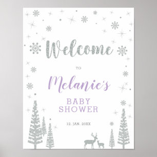 Vinterflicka Baby Shower, Stänk Välkomstskylt Poster