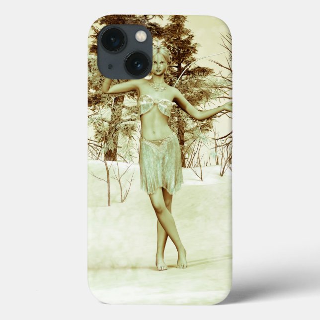 Vinterflicka i snöig skog Fantasy Art (Baksida)