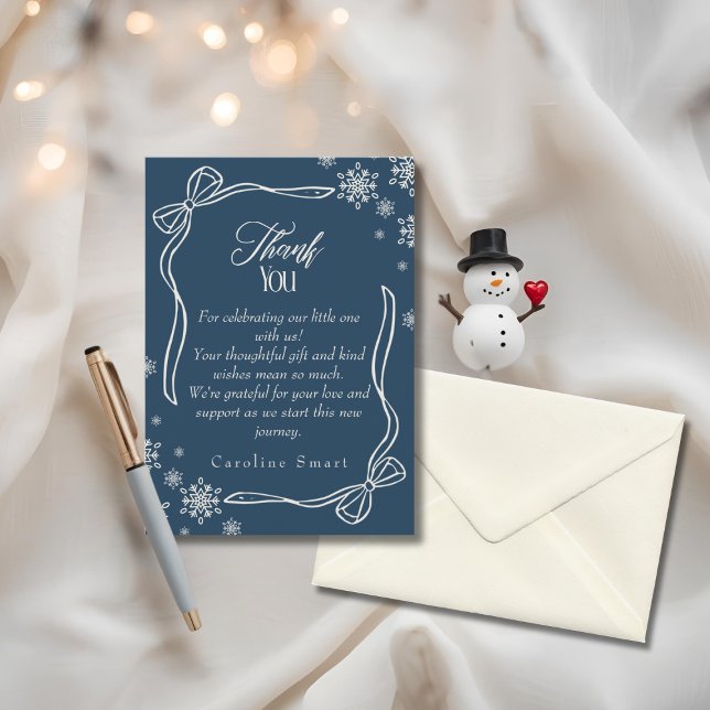 Vinterflirt Tack Babyfirande Kort (Winter Coquette Thank You Baby Shower Card)