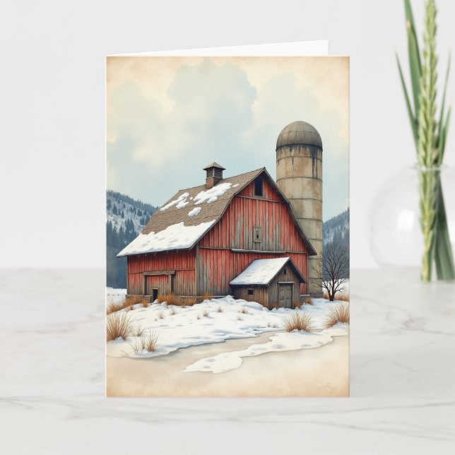 Vinterfödelsedag Snöig Ladekort Kort (Framsida)
