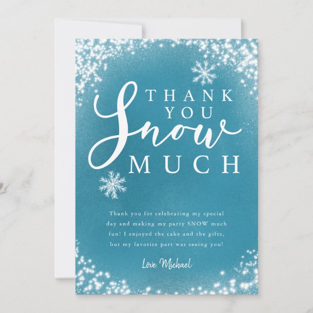 Vinterfödelsedagsfest Pojke Tack Snö Så Mycket Kor Kort (Framsida)