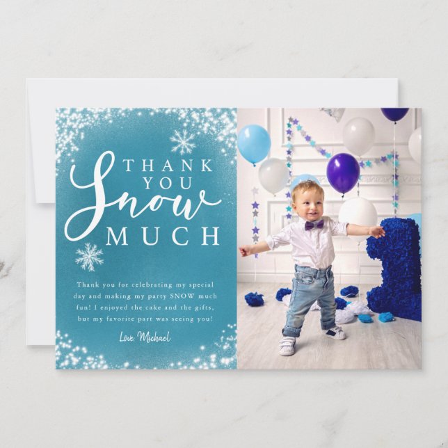 Vinterfödelsedagsfest Pojkfoton Tack Kort (Framsida)