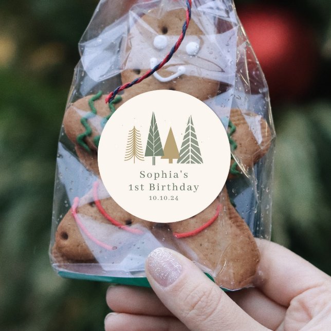 VinterFödelsedagsfest Runt Klistermärke (Skapare uppladdad)