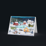 Vinterfolk tom julkort helgkort<br><div class="desc">God Jul! Säga vad som helst i år med denna folkliga vinterscen. Detta mysiga julkort är tomt på insidan så att du kan säga något från hjärtat!</div>