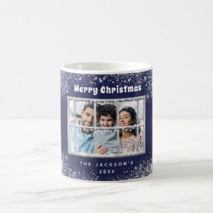 Vinterfönster för foton från Blå silver snö Kaffemugg