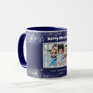 Vinterfönster för foton från Blå silver snö Mugg