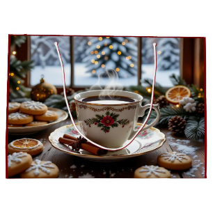 Vinterfönsterscen för julkaffe och cookies