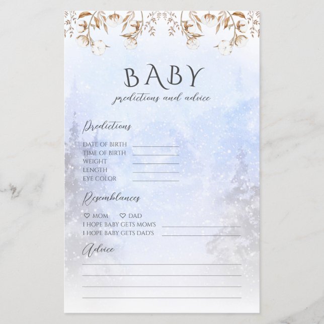 Vinterförutsägelser Och Råd Baby Shower  (Framsida)