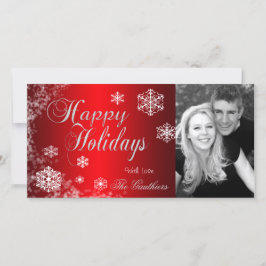 Vinterfoto för Gradient Red Snowflake-Helgdag Julkort