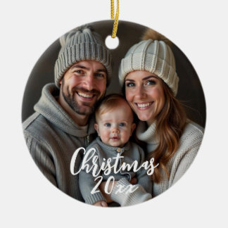 vinterfoto för snö flake julgransprydnad keramik