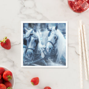 Vinterfoto för vackert Horse Team Pappersservett