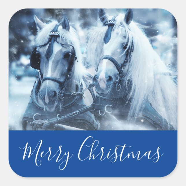Vinterfoto God jul Fyrkantigt Klistermärke (Framsida)