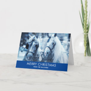 Vinterfoto jul för det vackra Horse Team Kort