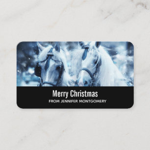 Vinterfoto jul för det vackra Horse Team Visitkort