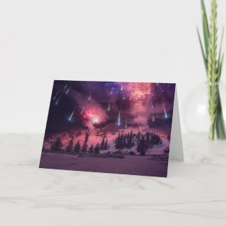 Vinterfoto Snö Fireworks Helgdag julkort Helgkort